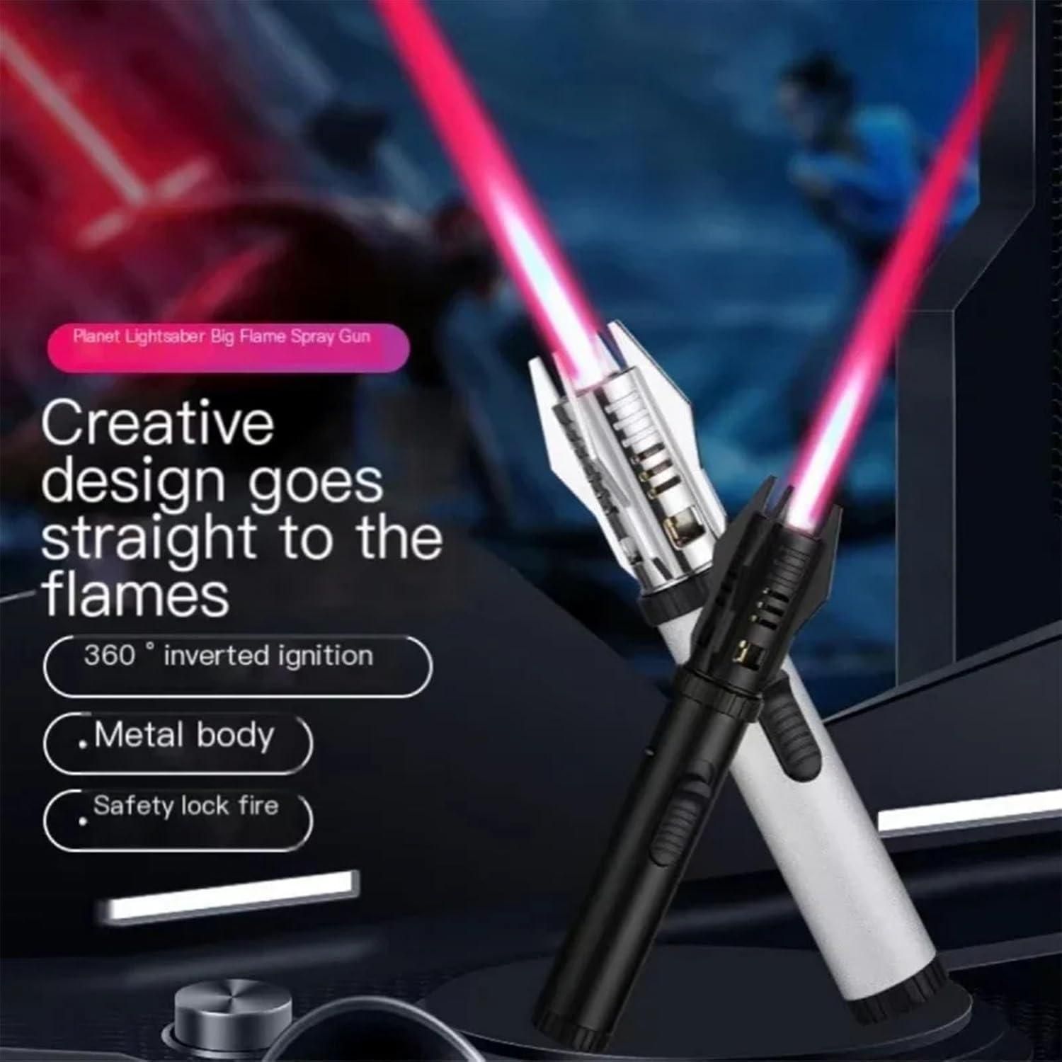 Mini Lightsaber Lighter – Windproof Flame Torch in Metal Body for Gifting & Use