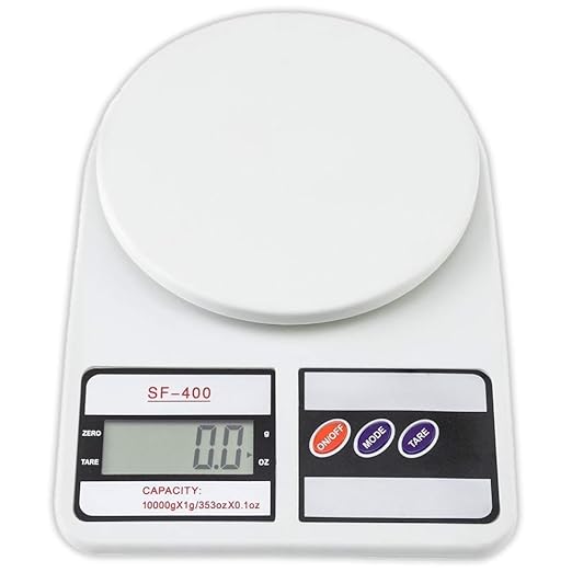 Digital Kitchen Weighing Scale 10kg – LCD Display, Multipurpose Food & Ingredient Scale (White)