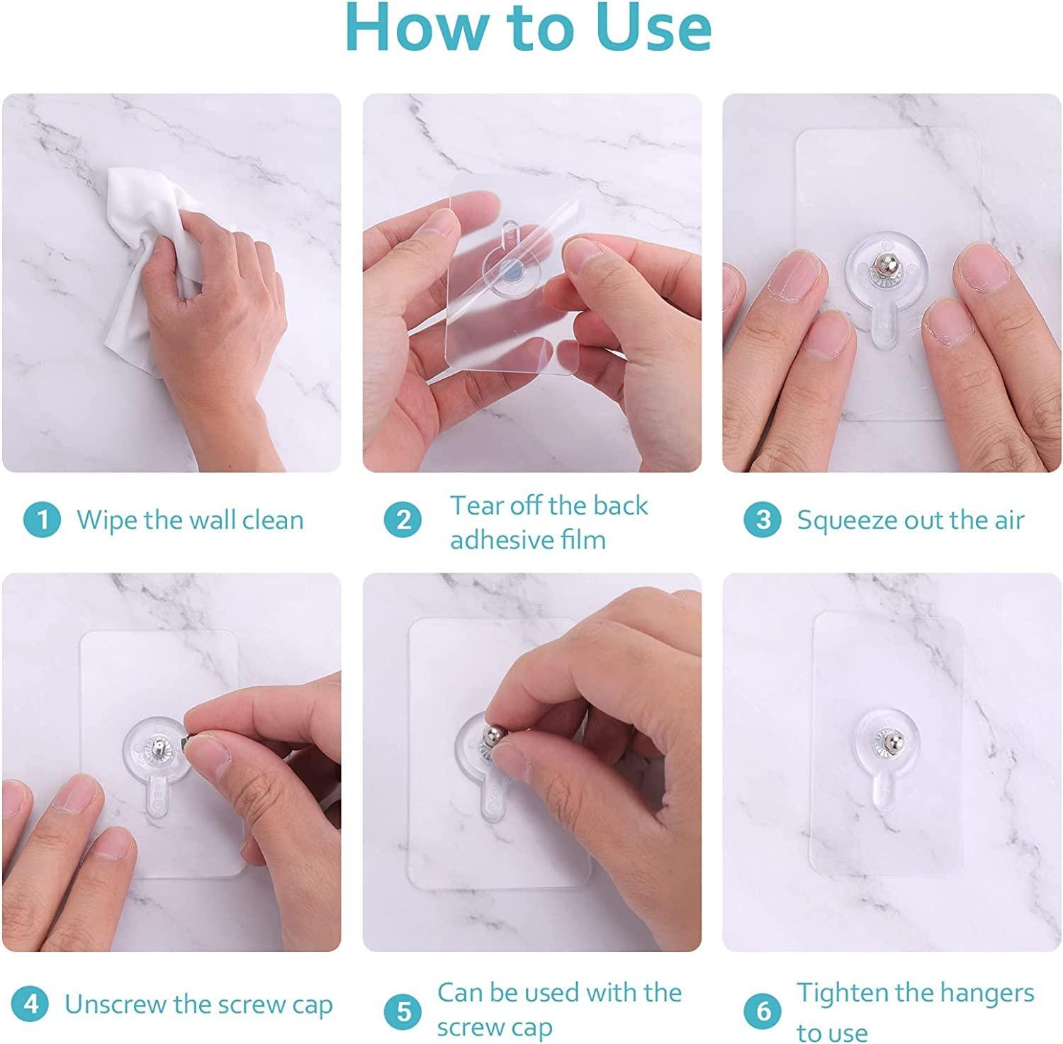 Adhesive Wall Hooks (10 Pcs) – No-Drill Heavy-Duty Hanging Screws for Kitchen, Bathroom & Bedroom