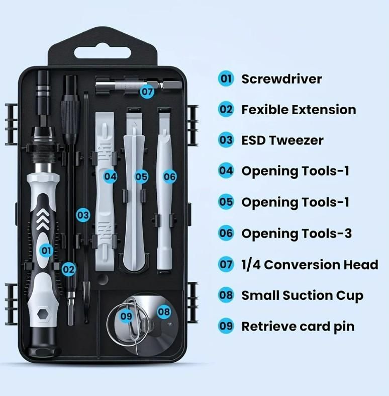 All-in-One 115-Piece Screwdriver Set – Portable Repair Kit for DIY, Electronics, and Household Use