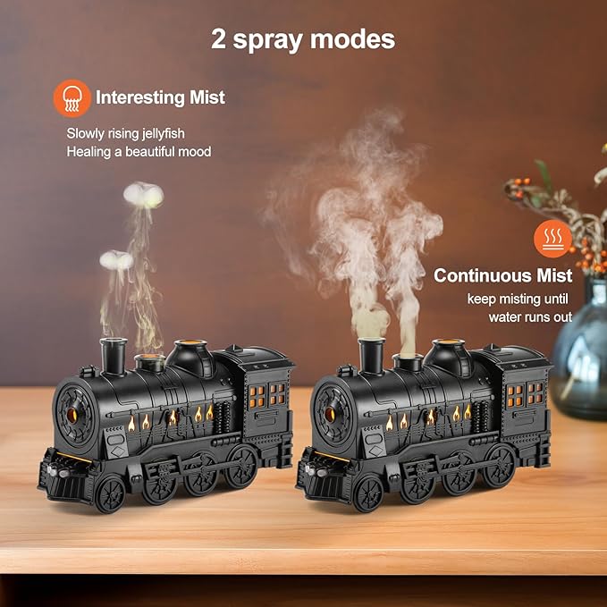 Aroma Diffuser for Essential Oils 300ml Train Diffuser with Train Styling, Flame