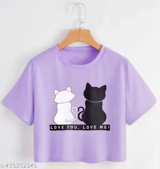 Trendy Fashionista Women Crop T-Shirt Tee Oversized Printed Pack Of 4 Combo
