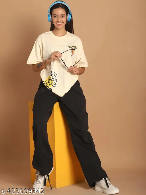Casual Wear Cotton Printed Oversize Tshirt For women