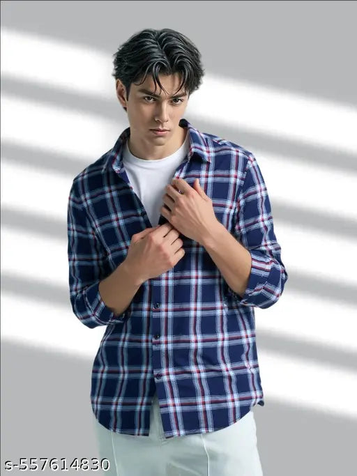 Trendy Check Shirt for Men in Comfortable Cotton Fabric | Full Sleeves | Smart Fit | Ideal for All Seasons & Occasions"