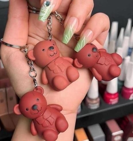 2-in-1 Bear Keychain Matte Lipstick – Pack of 2 Assorted Shades for Girls & Women