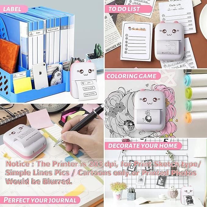 Mini Pocket Thermal Printer – Inkless Bluetooth Printer for Mobile Phones & Journals