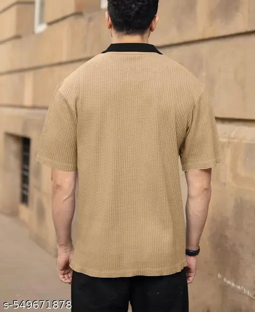 Men’s Half Sleeve Zipper Polo T-Shirt – Stylish Collar Tee for Casual & Smart Wear