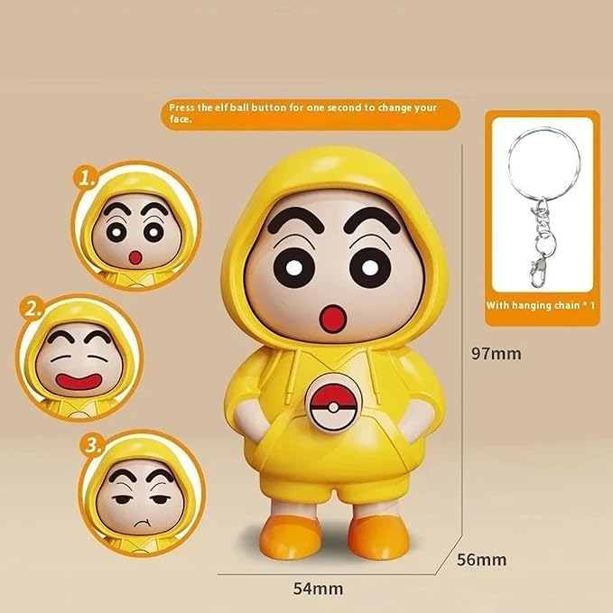 Shin-chan Keychain with Swappable Faces – Playful Accessory for Bags, Keys & Gifts