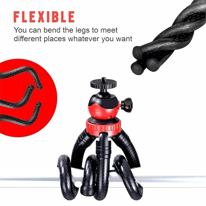 Octopus Camera Tripod – 12" | Red/Black