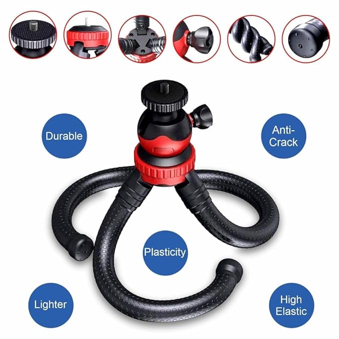 Octopus Camera Tripod – 12" | Red/Black