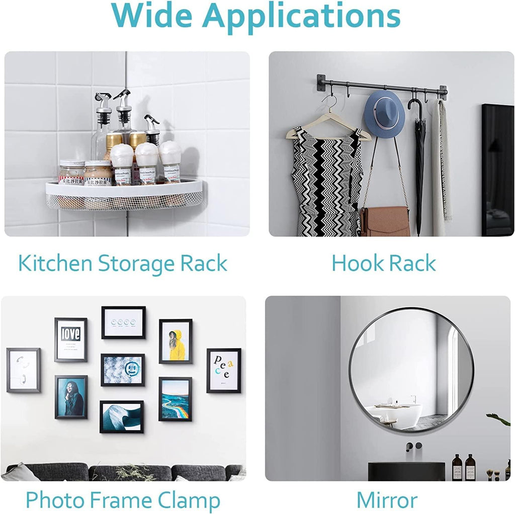 Adhesive Wall Hooks (10 Pcs) – No-Drill Heavy-Duty Hanging Screws for Kitchen, Bathroom & Bedroom