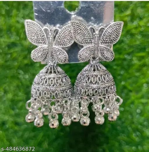 Combo of 4 Pair Latest Traditional Butter fly Silver Jhumki Earrings for women/girls