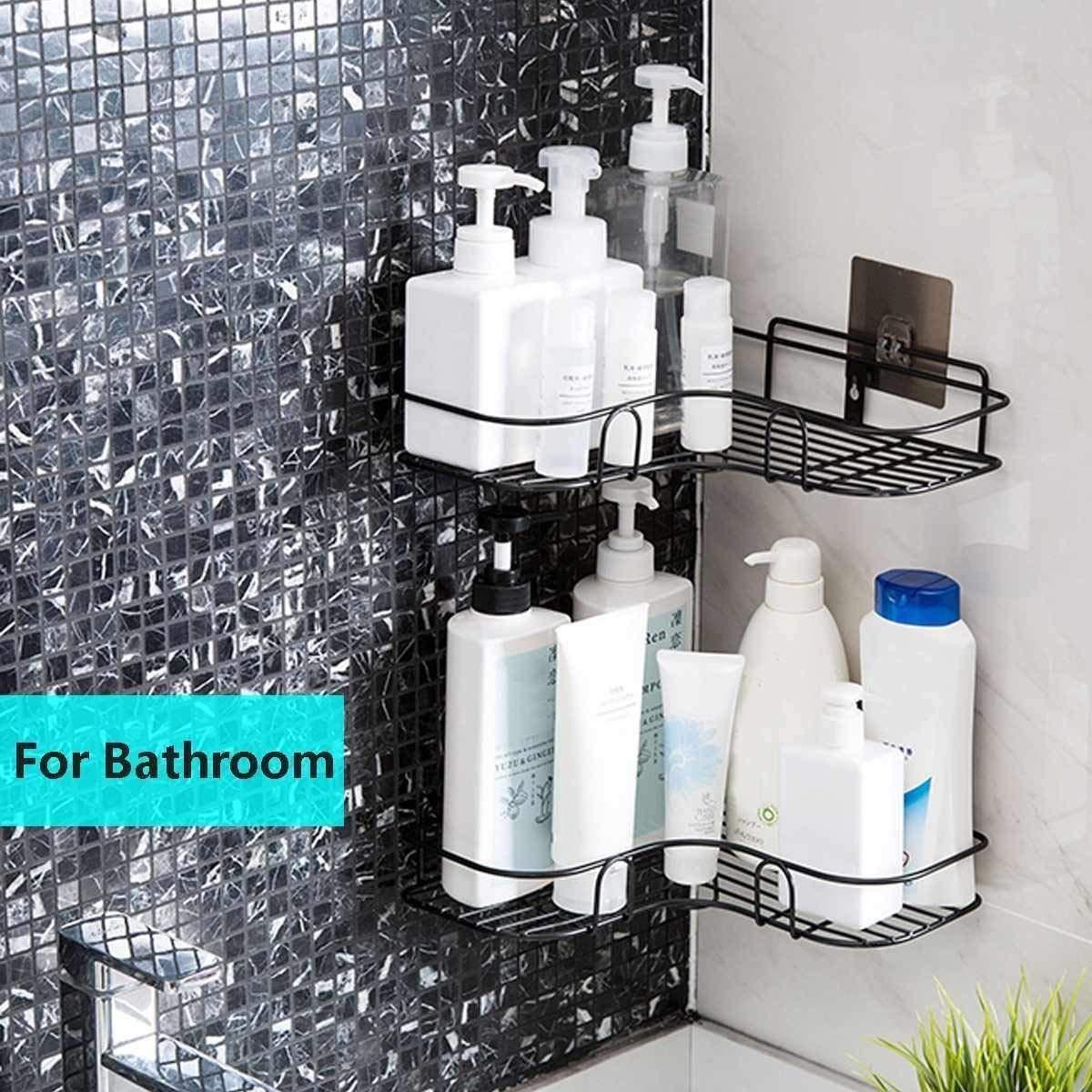 Kitchen Organizer Corner Shelf - Wall Mount Stainless Steel Storage Rack ( Pack of 1 )