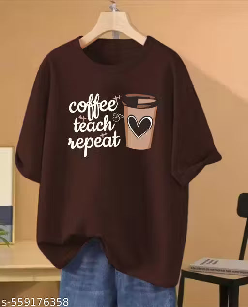 Graphic Printed Cotton Oversize Regular T-Shirt for Women