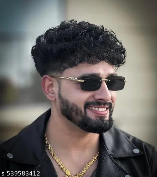 AKAYI Mc Stan Rimless Sunglasses – Retro Gold Frameless Style with Leopard Arms