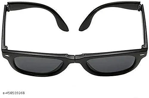 Honey E-Retail Men's Rectangular Folding Sunglasses – Foldable Black Shades (Medium Size)