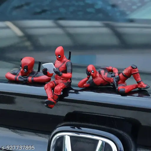 Mini Deadpool Figurines – 3-Piece Collectible Toy Set for Desk, Car, or Gifting