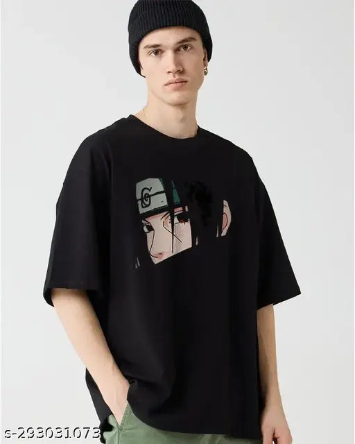 Men’s Oversized Itachi Uchiha Printed T-Shirt – Anime Graphic Tee | Stylish & Comfortable Casual Wear