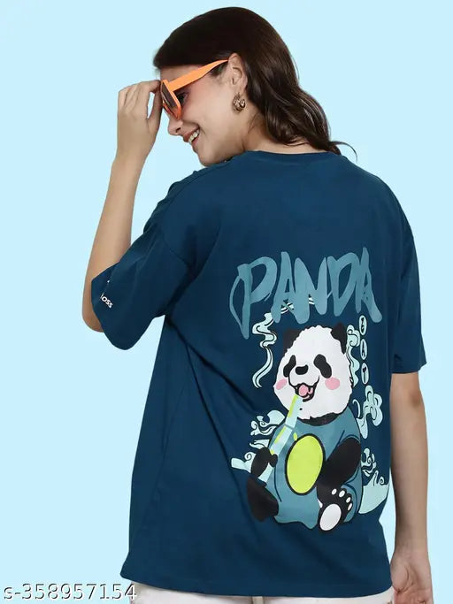 Graphic Printed Cotton Oversize Regular T-Shirt for Women