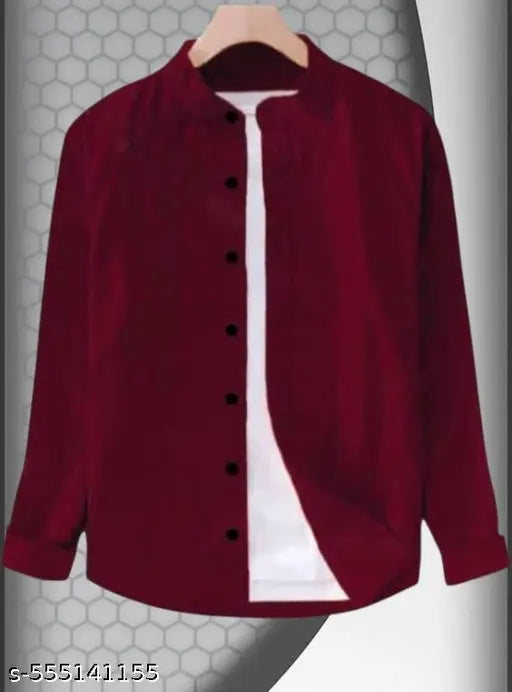 Men’s New Regular Fit/ Stylish Fit Solid Casual Shirt with Chinese Spread Collar – Trendy & Comfortable