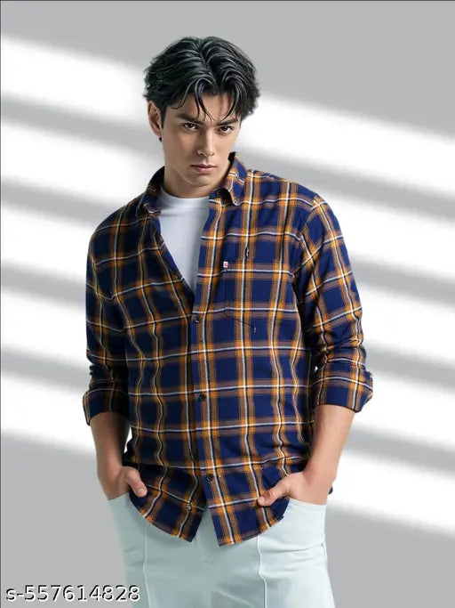 Trendy Check Shirt for Men in Comfortable Cotton Fabric | Full Sleeves | Smart Fit | Ideal for All Seasons & Occasions"