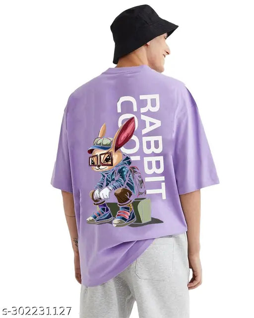 Bring Besharam Anime Printed Oversized Lavender T-Shirt for Men – Drop Shoulder, Pure Cotton, Round Neck Tee
