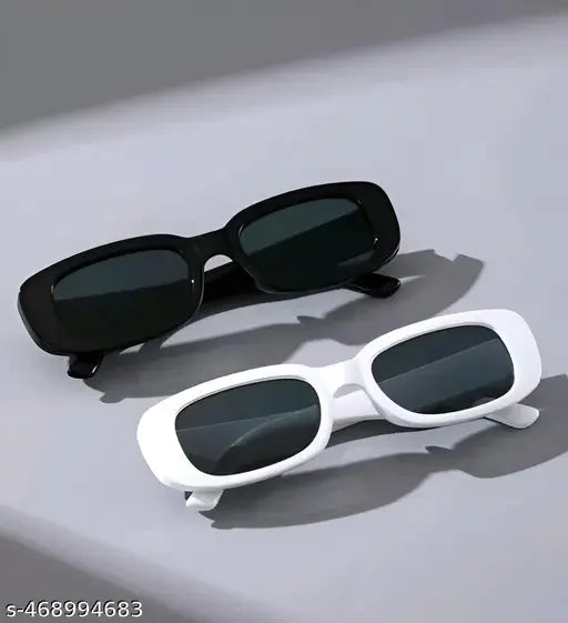 Stylish & Fashionable Unique Design Sunglasses Combo – Pack of 2 (Black & White Shades)