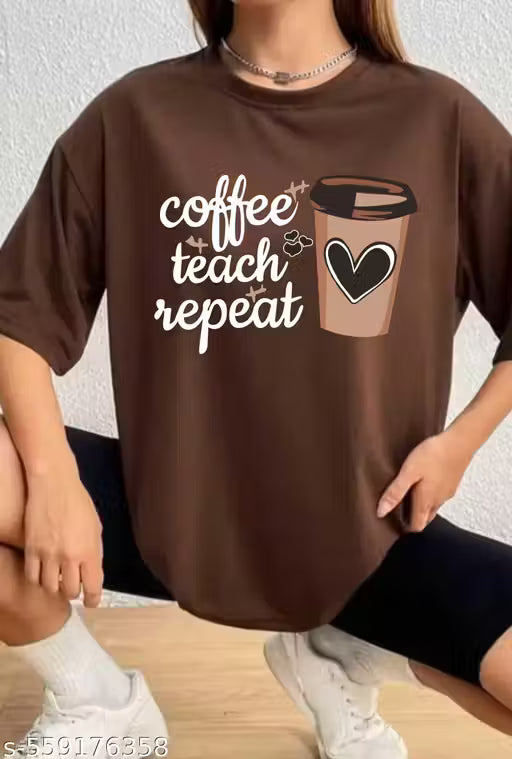 Graphic Printed Cotton Oversize Regular T-Shirt for Women