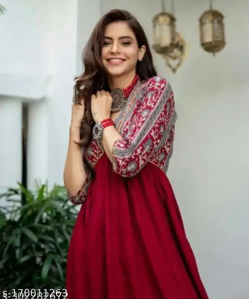 Elegant Printed Rayon Kurti – 3/4th Sleeves | Sizes up to 5XL