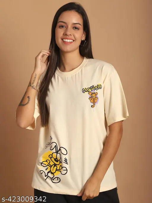 Casual Wear Cotton Printed Oversize Tshirt For women