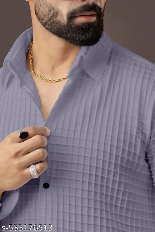 Men’s Slim Fit Solid Casual Shirt with Spread Collar – Stylish & Comfortable Daily Wear