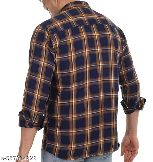 Trendy Check Shirt for Men in Comfortable Cotton Fabric | Full Sleeves | Smart Fit | Ideal for All Seasons & Occasions"