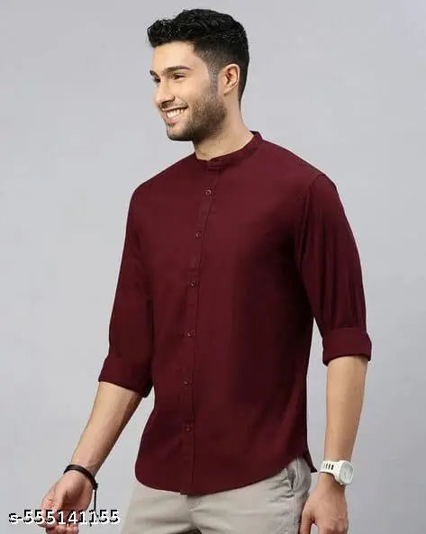 Men’s New Regular Fit/ Stylish Fit Solid Casual Shirt with Chinese Spread Collar – Trendy & Comfortable