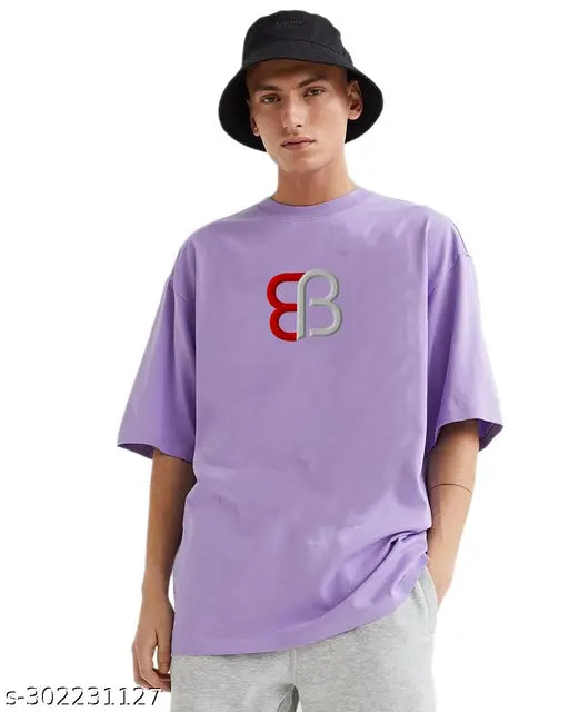 Bring Besharam Anime Printed Oversized Lavender T-Shirt for Men – Drop Shoulder, Pure Cotton, Round Neck Tee