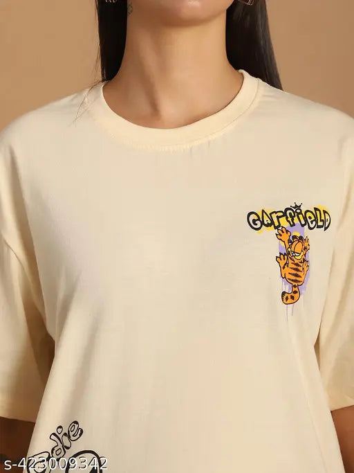 Casual Wear Cotton Printed Oversize Tshirt For women