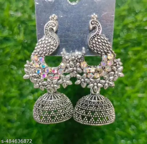Combo of 4 Pair Latest Traditional Butter fly Silver Jhumki Earrings for women/girls