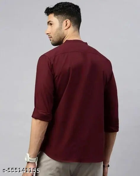 Men’s New Regular Fit/ Stylish Fit Solid Casual Shirt with Chinese Spread Collar – Trendy & Comfortable