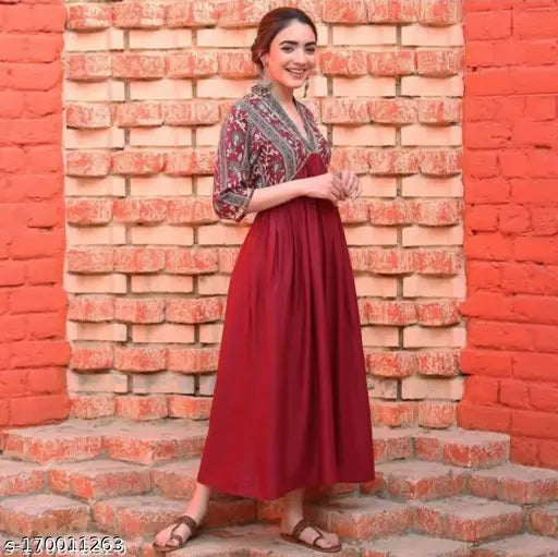 Elegant Printed Rayon Kurti – 3/4th Sleeves | Sizes up to 5XL