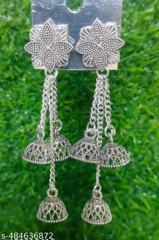 Combo of 4 Pair Latest Traditional Butter fly Silver Jhumki Earrings for women/girls