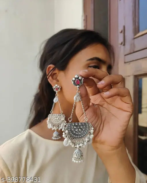 Stylish Oxidized Silver Plated Earring For Woman | New Earring | Long Earring | Artificial Earring For Woman