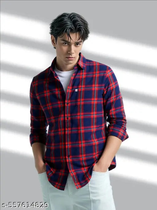 Trendy Check Shirt for Men in Comfortable Cotton Fabric | Full Sleeves | Smart Fit | Ideal for All Seasons & Occasions"