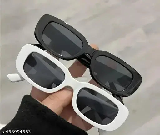 Stylish & Fashionable Unique Design Sunglasses Combo – Pack of 2 (Black & White Shades)